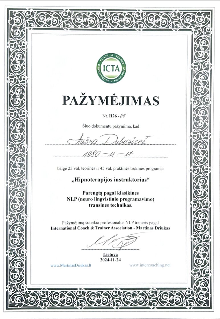 santykių hipnoterapija - savigvertė santykiuose